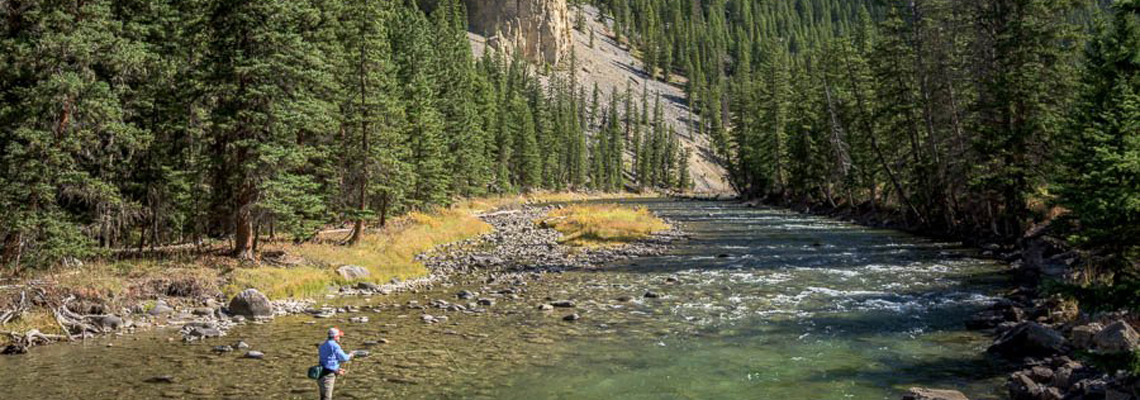 Fly fishing on the Gallatin River in Big Sky Montana