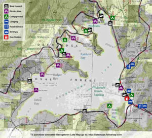 Georgetown Lake Map of Boat Launches and picnic areas